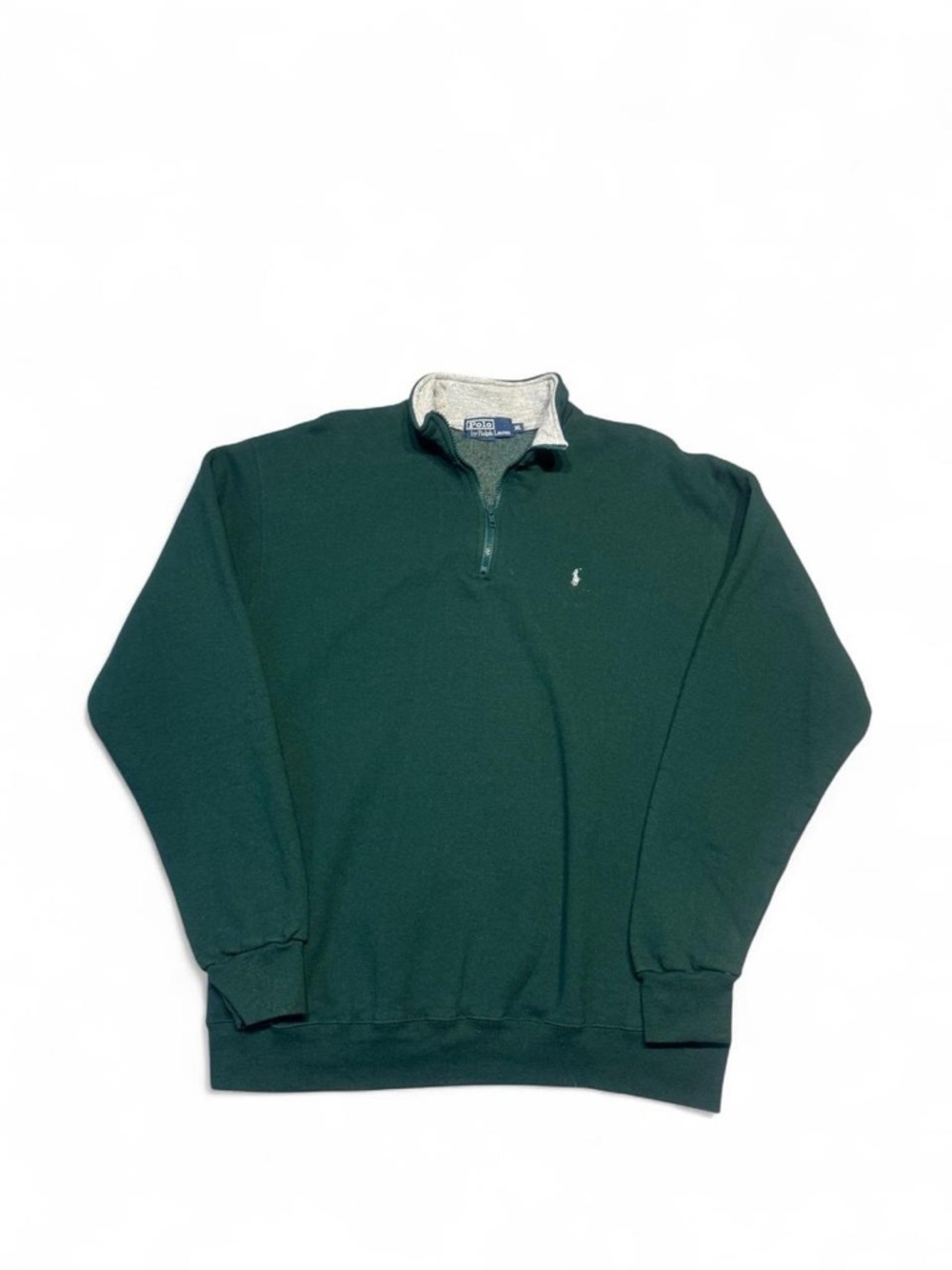 Vintage 90s polo Ralph Lauren quarter zip sweatshirt forest green XL made in USA